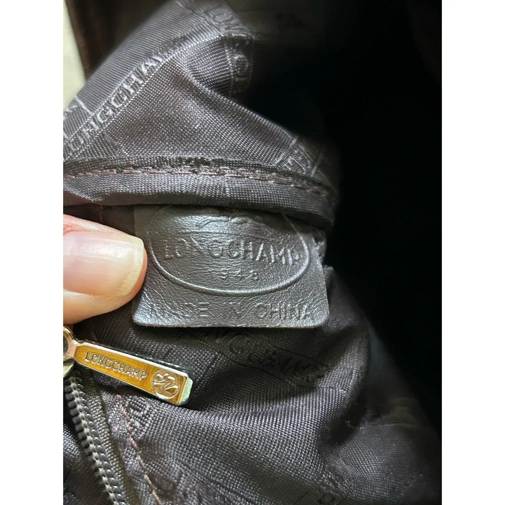 Longchamp‎ Leather Tote Pebbled Leather Luxury Bag GUC Brown